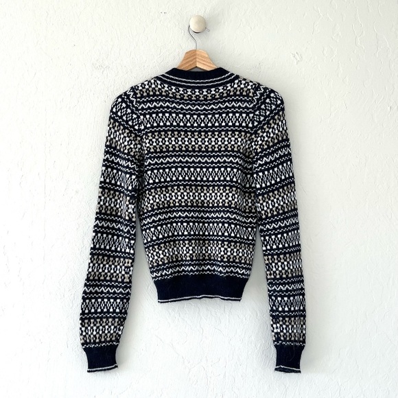 Max Mara Weekend Intarsia Knit Crew Neck Crop Sweater - Picture 2 of 5